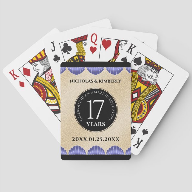 Jeu De Cartes Élégant 17ème anniversaire de Mariage des obus (dos)