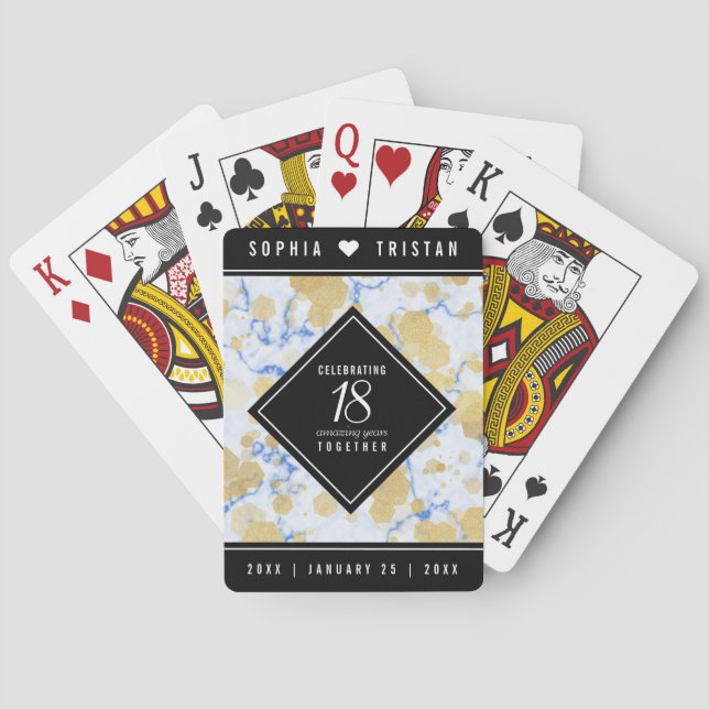 Jeu De Cartes Élégant 18ème anniversaire de Mariage de porcelain (dos)