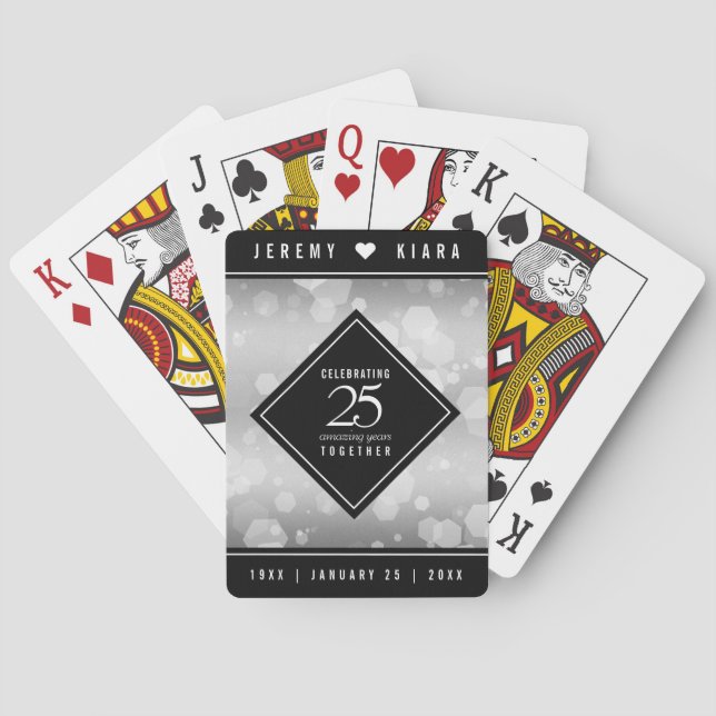 Jeu De Cartes Élégant 25e anniversaire de Mariage d'argent (dos)
