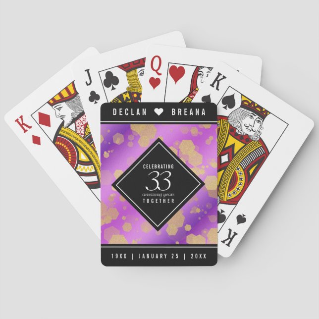 Jeu De Cartes Élégant 33e anniversaire du Mariage Améthyste (dos)