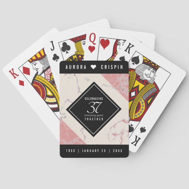 Jeu De Cartes Élégant 37e anniversaire du Mariage Alabaster (dos)