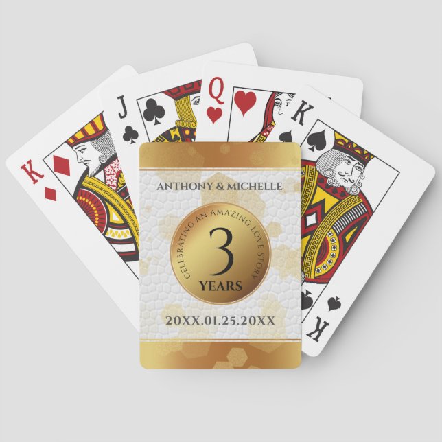 Jeu De Cartes Élégant 3ème anniversaire de Mariage en cuir (dos)