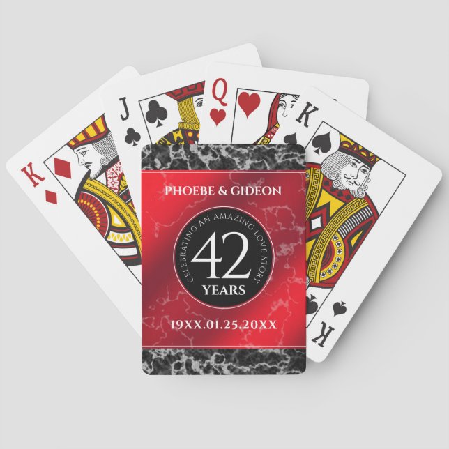 Jeu De Cartes Élégant 42e anniversaire du Mariage Jasper (dos)