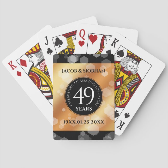 Jeu De Cartes Élégant 49ème anniversaire de Mariage de cuivre (dos)