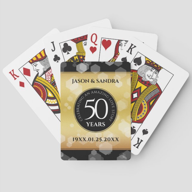 Jeu De Cartes Élégant 50e anniversaire de Mariage d'or (dos)