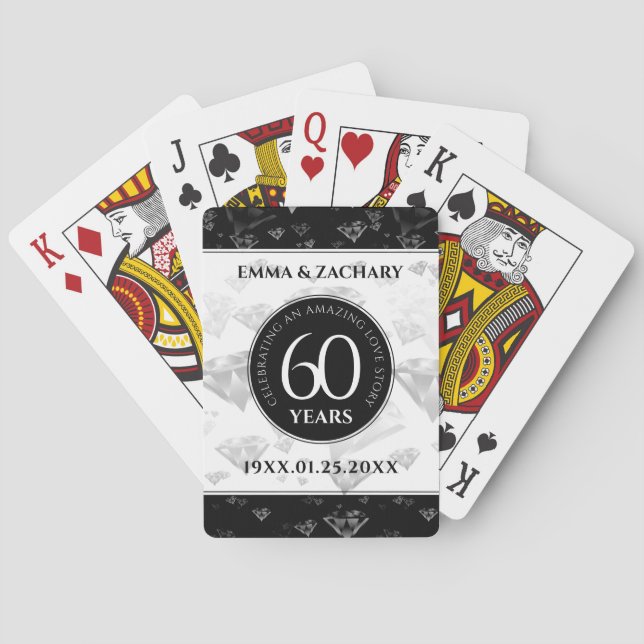 Jeu De Cartes Élégant 60e anniversaire de Mariage de diamant (dos)