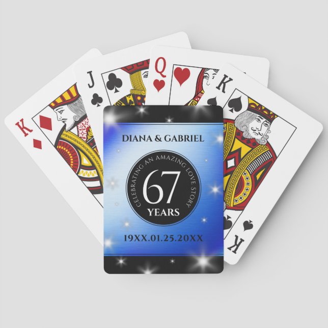 Jeu De Cartes Élégant 67e anniversaire Mariage de Star Sapphire (dos)