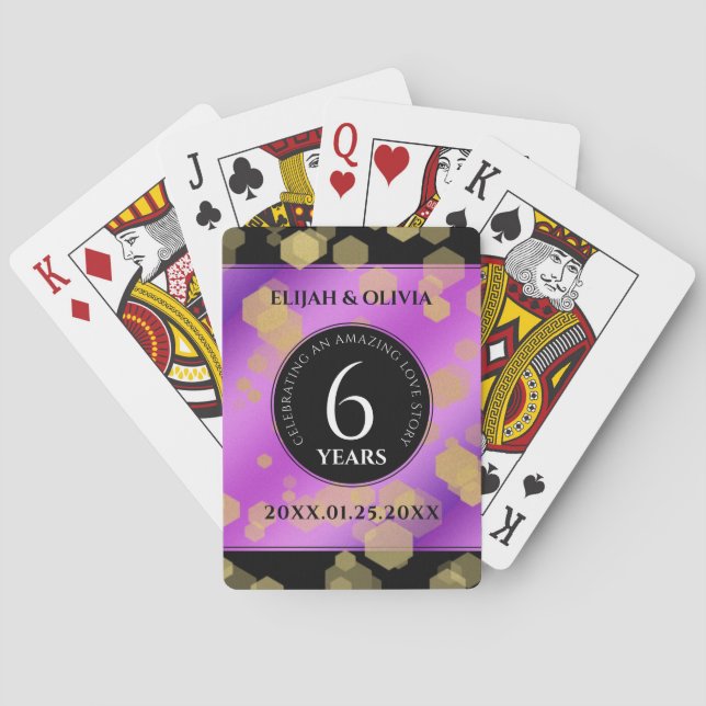 Jeu De Cartes Élégant 6ème anniversaire de Mariage d'Améthyste (dos)