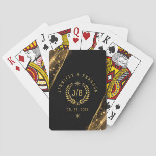 Jeu De Cartes Elégant Black Gold Laurel Treat Design festif