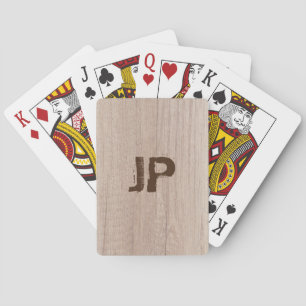 Jeu De Cartes Élégant Bois de planche Look Monogramme Modèle