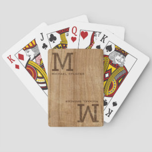 Jeu De Cartes Élégant Bois texture image monogrammed