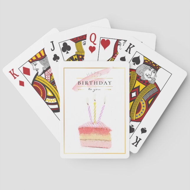Jeu De Cartes Elégant cadre doré tranche de gâteau d'anniversair (dos)