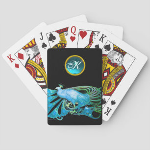 JEU DE CARTES ÉLÉGANT CAPITALE EN MONOGRAPHIE D'AQUAMARINE BLEU 