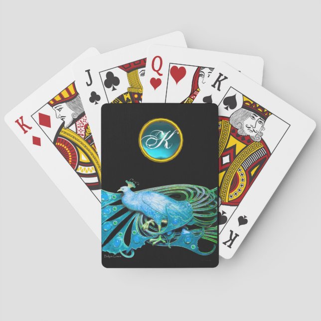 JEU DE CARTES ÉLÉGANT CAPITALE EN MONOGRAPHIE D'AQUAMARINE BLEU  (dos)