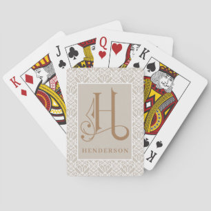 Jeu De Cartes Élégant Classique Monogramme H, Personnalisez P