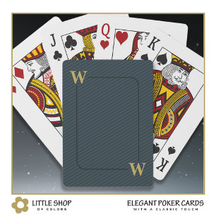 Jeu De Cartes Élégant Gris Noir Pinstripe Personnalisé Or Initia