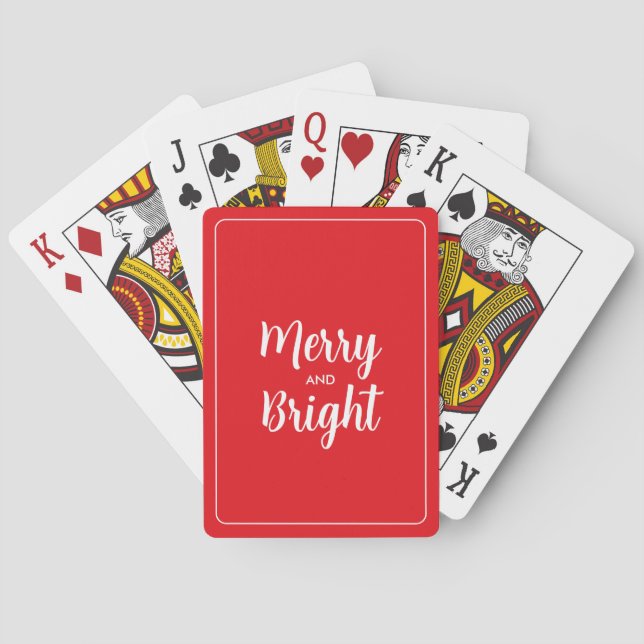 Jeu De Cartes Elégant Joyeux blanc rouge et Noël brillant (dos)