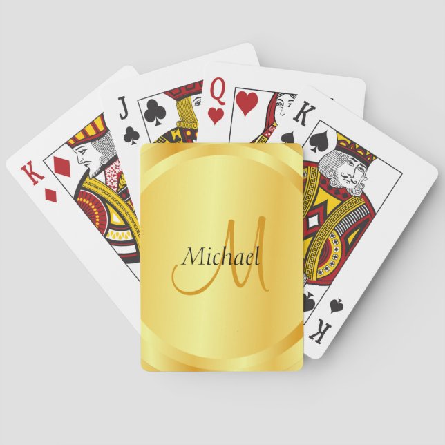 Jeu De Cartes Élégant Modèle Or initial Monogramme personnalisé (dos)