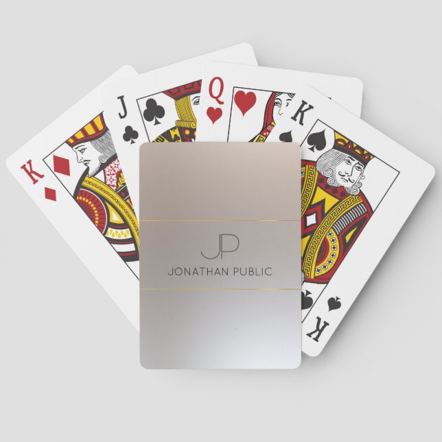 Jeu De Cartes Elégant Monogramme Faux Or personnalisé (dos)