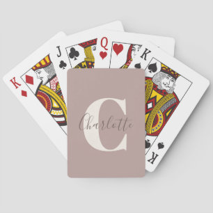 Jeu De Cartes Élégant Monogramme moderne Nom Dusty Mauve