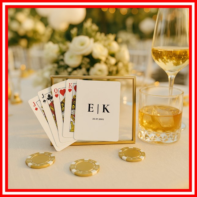 Jeu De Cartes Élégant Monogramme moderne Simple Mariage noir bla (Créateur téléchargé)