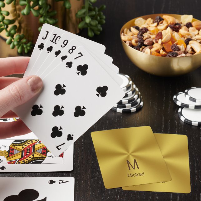 Jeu De Cartes Élégant Monogramme or et nom (In Situ)