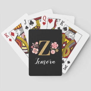 Jeu De Cartes Élégant noir or élégant Monogramme élégant