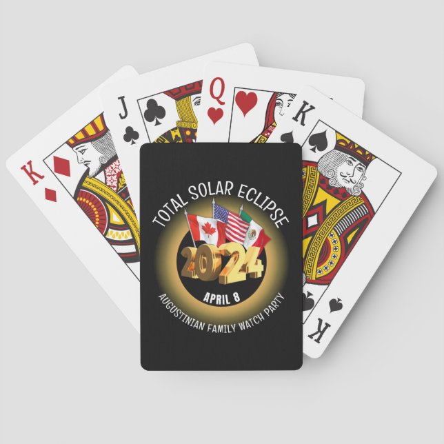 Jeu De Cartes Élégant noir TOTAL ÉLIPSE SOLAIRE 2024 Indicateurs (dos)