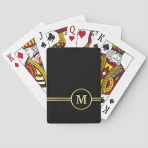 Jeu De Cartes Élégant or Monogramme personnalisé sur noir