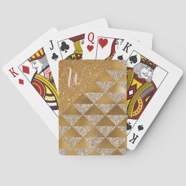 Jeu De Cartes Élégant or Parties scintillant argent Monogramme (dos)