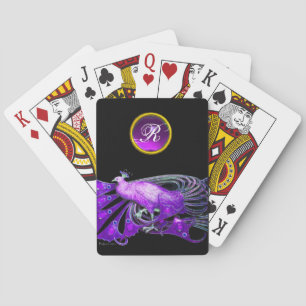 JEU DE CARTES ÉLÉGANT PAPIER EN PURPLE, MONOGRAMME AMÉTHYSTE