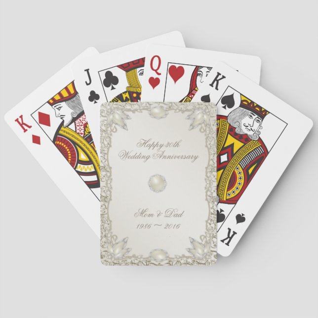 Jeu De Cartes Elegant Pearl 30e anniversaire de Mariage (dos)