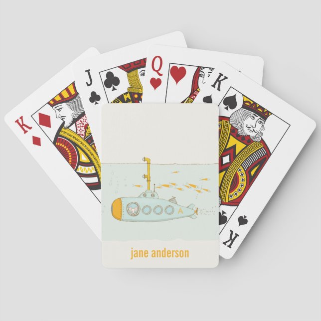 Jeu De Cartes Élégant petit sous-marin sous-marin Monogramme de  (dos)