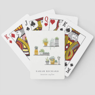 Jeu De Cartes Elégant Plante à pots Maison Aquarelle Botanique