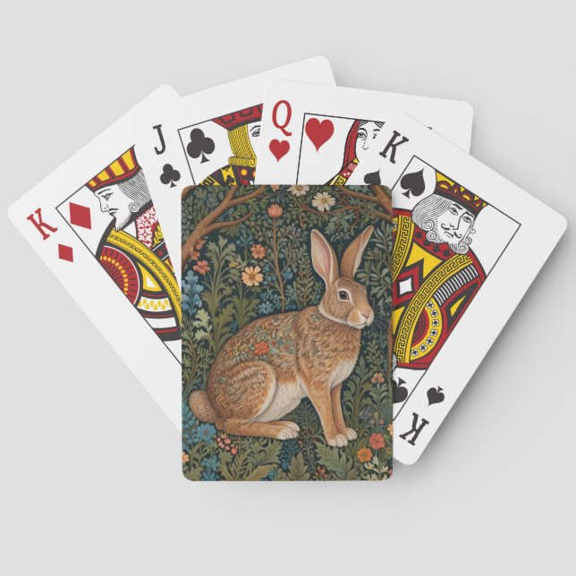 Jeu De Cartes Élégant retro lapin boisé boisé fleuri (dos)