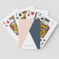 Elégant rose pâle & bleu marine triangles géométri