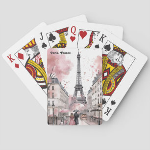 Jeu De Cartes Elégant Rose Paris France Tour Eiffel romantique