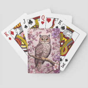 Jeu De Cartes Elégant Scops Owl Purple Floral