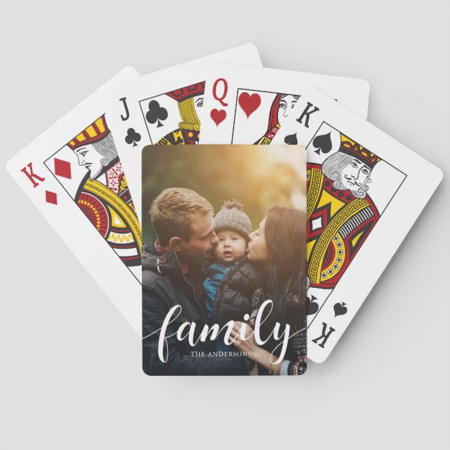 Jeu De Cartes Élégant script "Famille" superposition photo (dos)