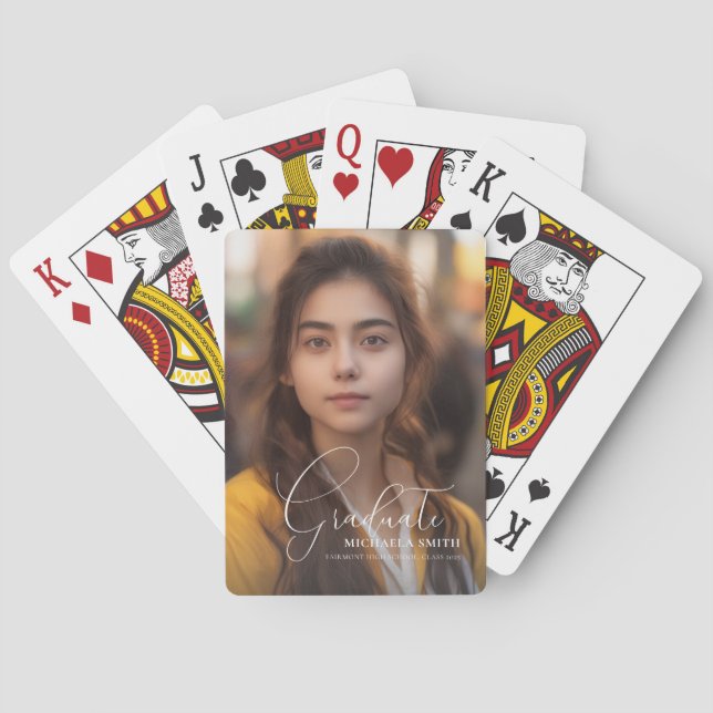 Jeu De Cartes Elegant Script Graduate Photo Graduation (dos)