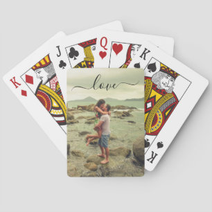 Jeu De Cartes Élégant Script Photo Personnalisée Vélo Lecture Ca