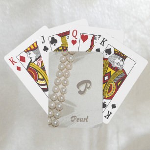 Jeu De Cartes Élégant Vintage brin de perles Monogramme et nom