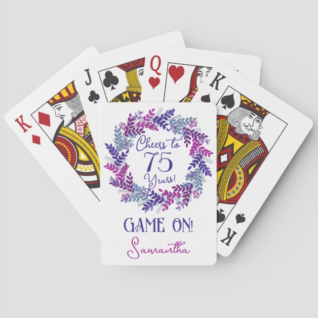 Jeu De Cartes Elégant violet encourage à 75 ans fête d'anniversa (dos)