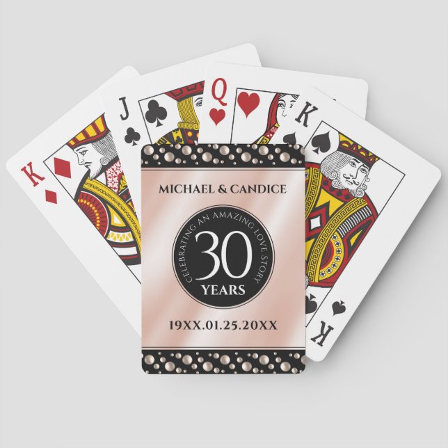 Jeu De Cartes Elégante 30ème Mariage Pearl Anniversaire de céléb (dos)