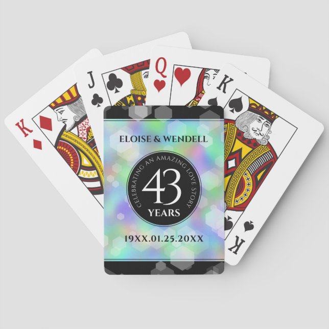 Jeu De Cartes Élégante 43ème anniversaire du Mariage Opal (dos)