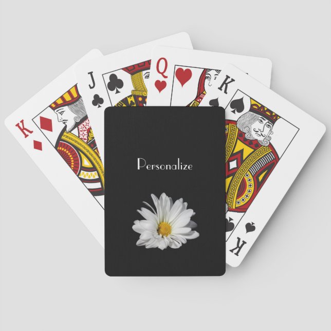 Jeu De Cartes Élégante Fleur Baisée Blanche Avec Nom (dos)