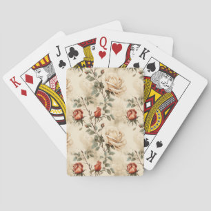 Jeu De Cartes Elégante Fleur Rose Vintage Fleur Beige Floral