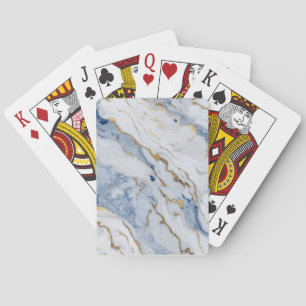 Jeu De Cartes Elégante motif en granit bleu blanc