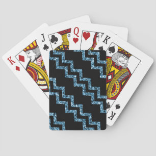 Jeu De Cartes Élégante Parties scintillant Bleue Chevron Stripe