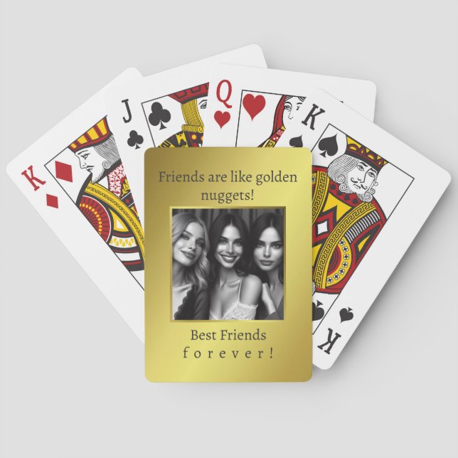 Jeu De Cartes Elégante photo personnalisée sur Golden Gradient (dos)